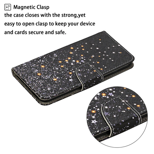 Colored Drawing Pattern Horizontal Flip Leatherette Case with Holder & Card Slots & Wallet - iPhone 12 mini(Black Five-pointed Star)