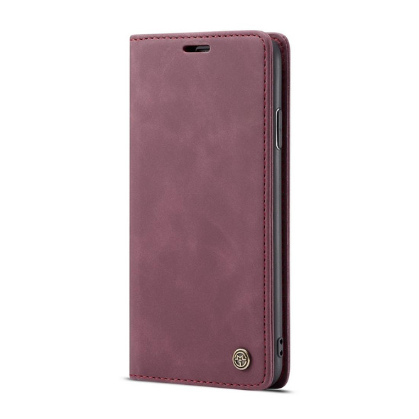 CaseMe-013 Multifunctional Retro Frosted Horizontal Flip Leatherette Case for iPhone XR, with Card Slot & Holder & Wallet(Wine Red)