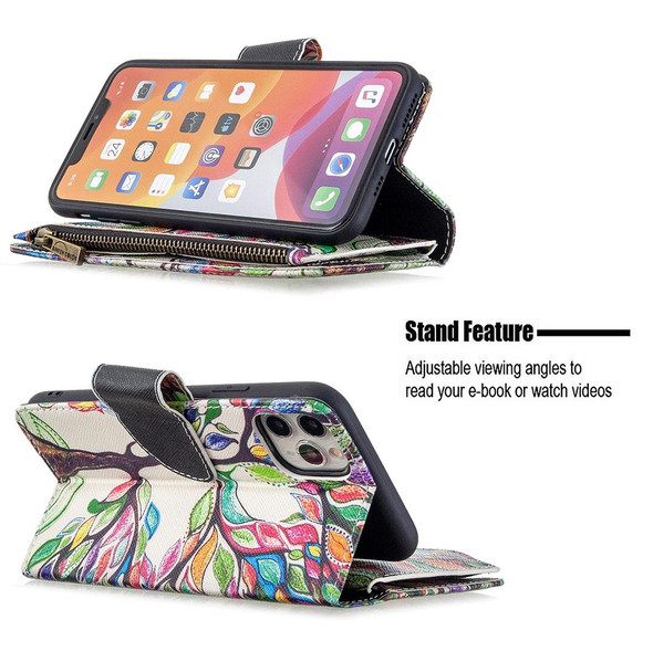 iPhone 11 Pro Colored Drawing Pattern Zipper Horizontal Flip Leather Case with Holder & Card Slots & Wallet(Tree)