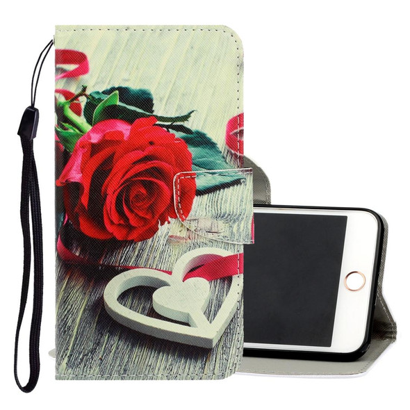 iPhone 6 Plus / 6s Plus 3D Colored Drawing Horizontal Flip PU Leather Case with Holder & Card Slots & Wallet(Red Rose)