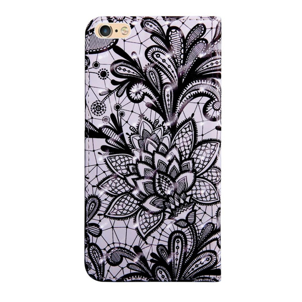 3D Painting Pattern Coloured Drawing Horizontal Flip TPU + PU Leatherette Case with Holder & Card Slots & Wallet - iPhone 6 / 6S(Black Lace)