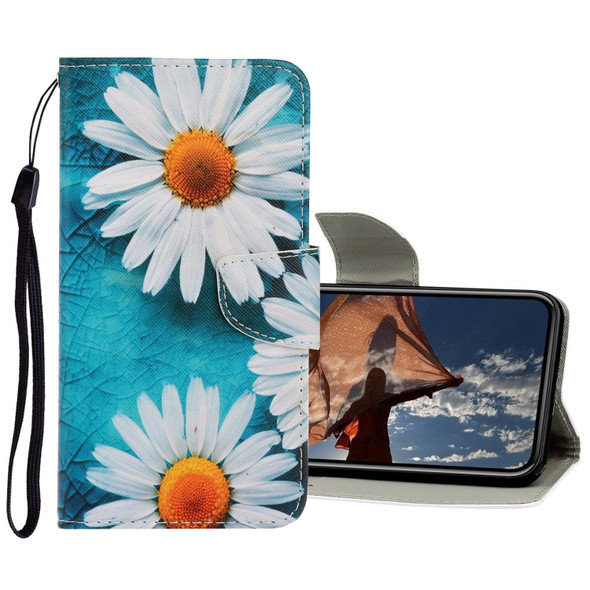 3D Colored Drawing Horizontal Flip PU Leatherette Case with Holder & Card Slots & Wallet - iPhone 12 Pro Max(Chrysanthemum)