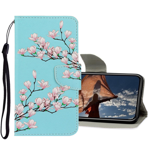 3D Colored Drawing Horizontal Flip PU Leatherette Case with Holder & Card Slots & Wallet - iPhone 12 / 12 Pro(Magnolia)