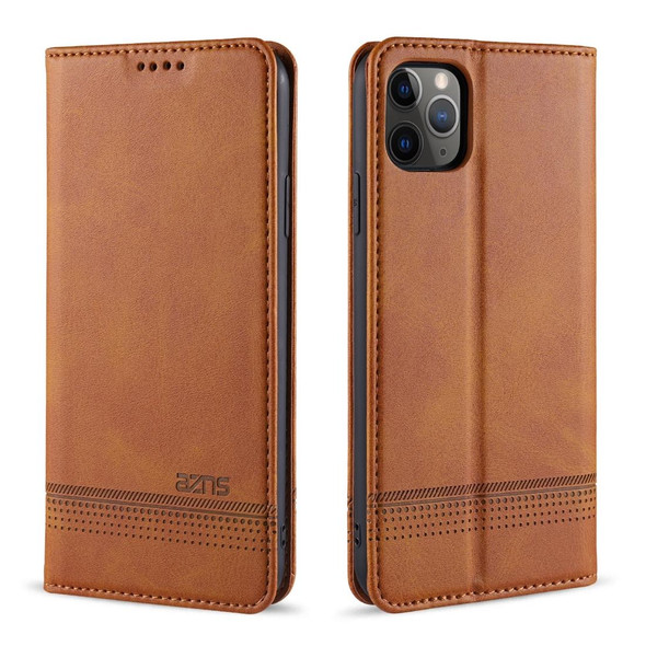 iPhone 12 / 12 Pro AZNS Magnetic Calf Texture Horizontal Flip Leather Case with Card Slots & Holder & Wallet(Light Brown)
