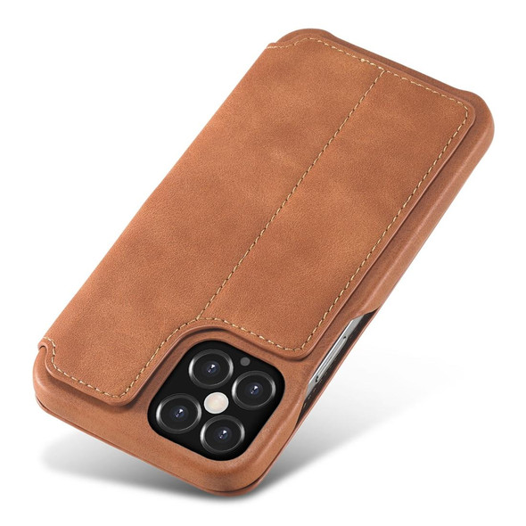 iPhone 12 / 12 Pro LC.IMEEKE Hon Ancient Series Horizontal Flip Leather Case with Holder & Card Slot(Brown)