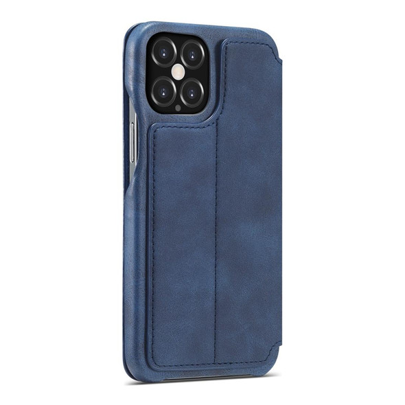 iPhone 12 / 12 Pro LC.IMEEKE Hon Ancient Series Horizontal Flip Leather Case with Holder & Card Slot(Blue)