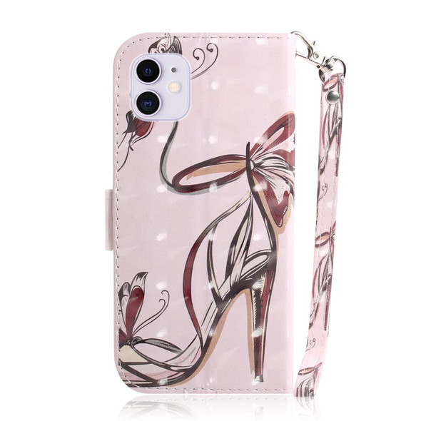 iPhone 12 / 12 Pro 3D Colored Drawing Horizontal Flip Leather Case with Holder & Card Slots & Wallet & Lanyard(Butterfly High-heeled)