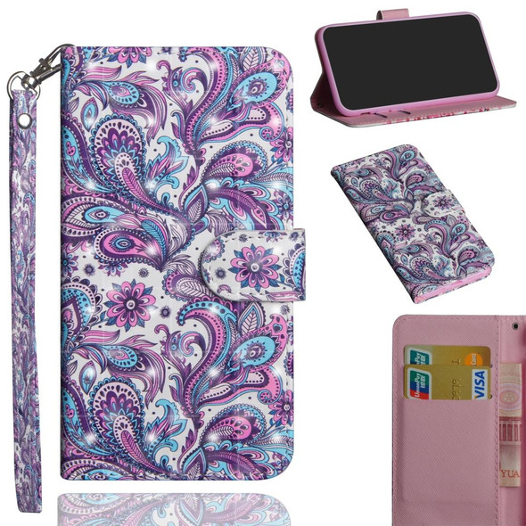 iPhone 12 / 12 Pro 3D Painting Pattern Horizontal Flip TPU + PU Leather Case with Holder & Card Slots & Wallet(Swirl Pattern)