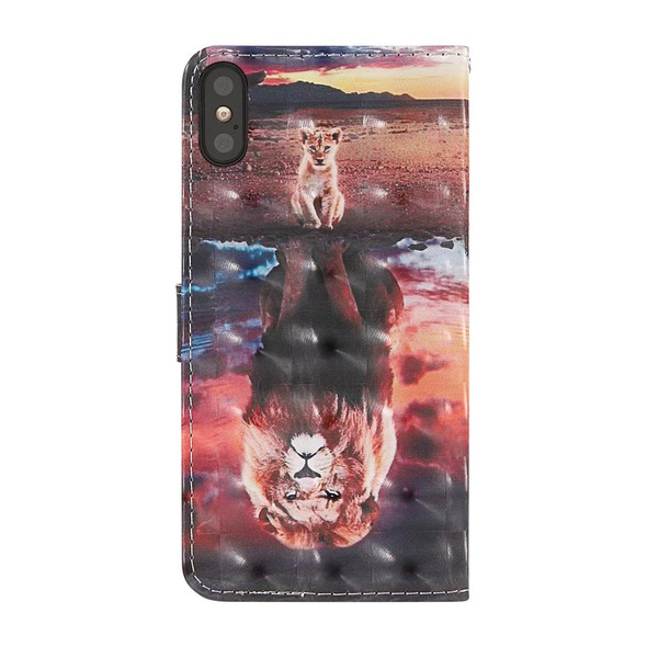 iPhone X 3D Painting Colored Drawing Pattern Horizontal Flip TPU + PU Leather Case with Holder & Card Slots & Wallet & Lanyard(Dream Lion)