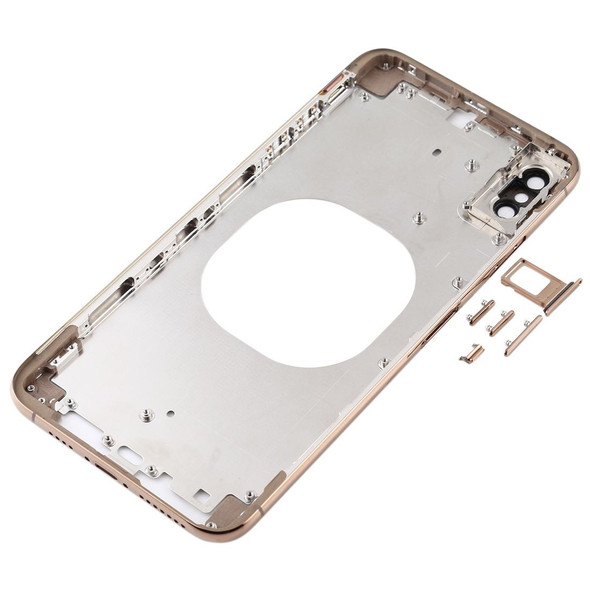 Transparent Back Cover with Camera Lens & SIM Card Tray & Side Keys for iPhone XS Max(Gold)