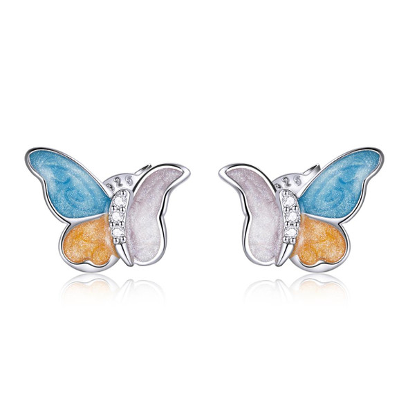 S925 Sterling Silver Three Colors Butterfly Ear Studs Women Earrings