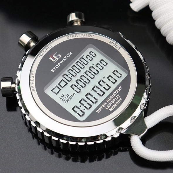 YS Metal Stopwatch 3 Rows Display Running Training Electronic Timers, Style: YS-510 10 Memories