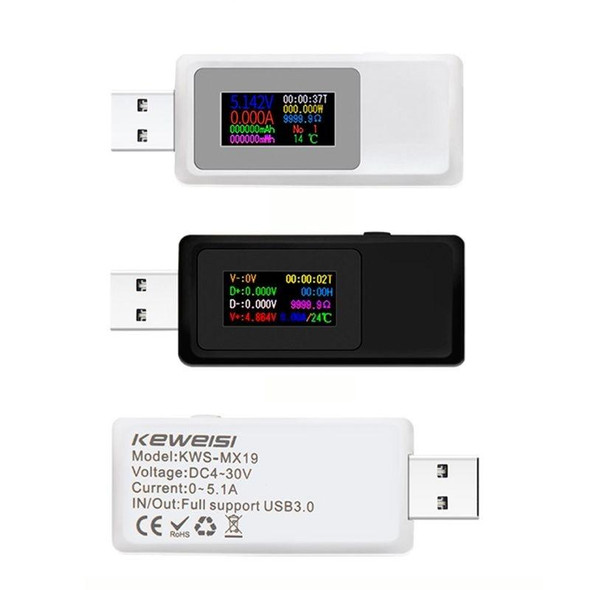 Keweisi KWS-MX19 USB Tester DC 4V-30V 0-5A Current Voltage Detector(White)
