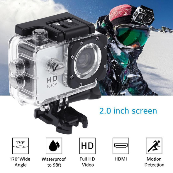 SJ4000 Full HD 1080P 2.0 inch LCD Sports Camcorder DV with Waterproof Case, Generalplus 6624, 30m Depth Waterproof(White)