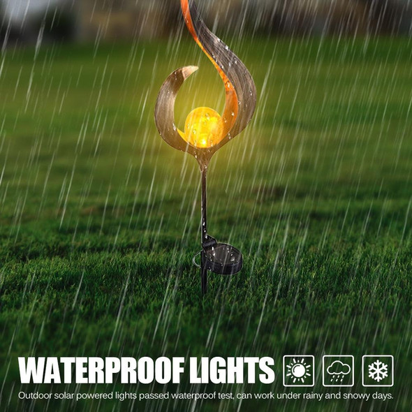 Solar Flame Light LED Iron Art Outdoor Garden Lawn Decorative Ground Plug Light Landscape Lamp(Style 3)