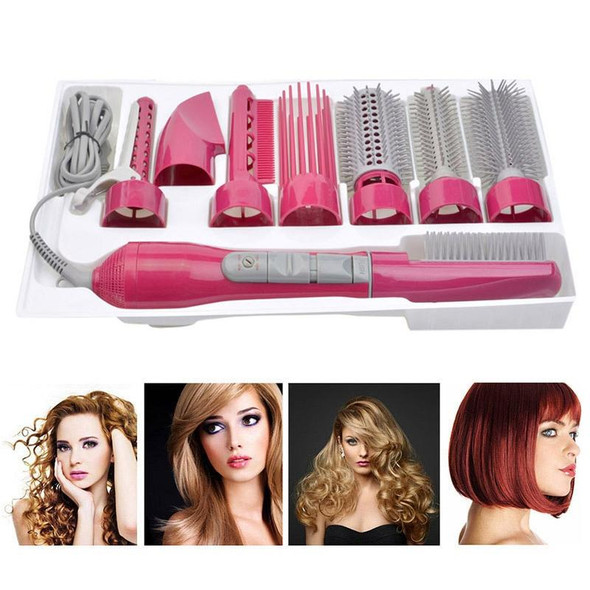 8 in 1 Professional Hair Dryer Hair Curler for Hotel Travel With Comb Powerful Hairdryer(Rose red)