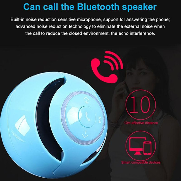 A18 Ball Bluetooth Speaker with LED Light Portable Wireless Mini Speaker Mobile Music MP3 Subwoofer Support TF (White)