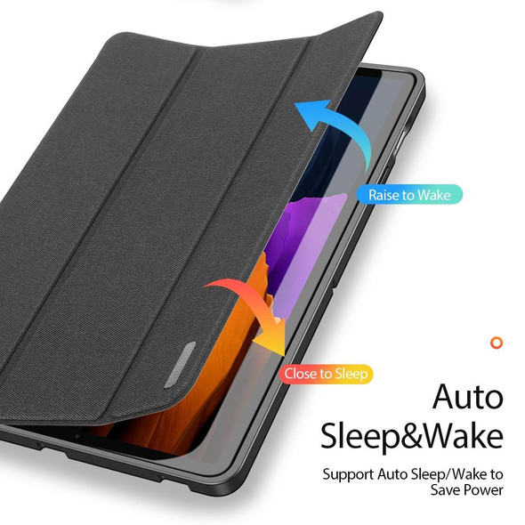 Samsung Galaxy Tab S7+ 12.4 inch DUX DUCIS Domo Series Horizontal Flip Magnetic PU Leather Case with Three-folding Holder & Sleep / Wake-up Function & Pen Slot(Black)