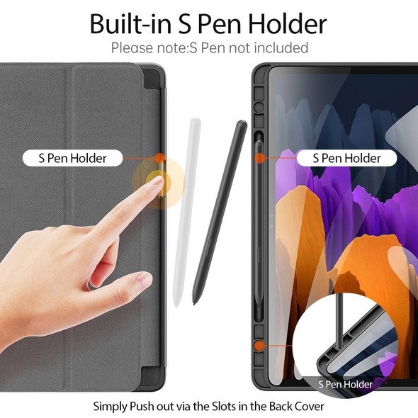 Samsung Galaxy Tab S7+ 12.4 inch DUX DUCIS Domo Series Horizontal Flip Magnetic PU Leather Case with Three-folding Holder & Sleep / Wake-up Function & Pen Slot(Black)