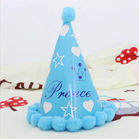 3 PCS Children Age Dress up Party Supplies Ball Birthday Hat Paper Rainbow Pom-pom Cap, Color:Style and Color Random Delivery