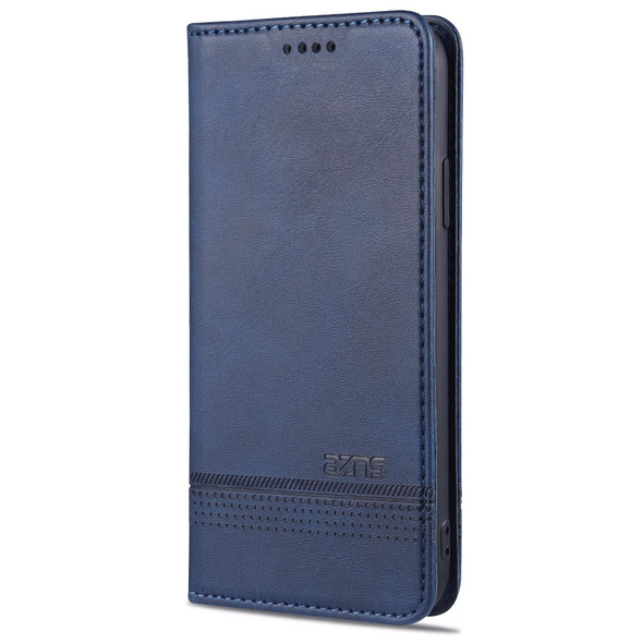AZNS Magnetic Calf Texture Horizontal Flip Leatherette Case with Card Slots & Holder & Wallet - iPhone XR(Dark Blue)