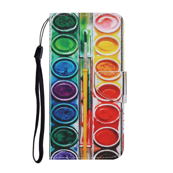 Coloured Drawing Pattern Horizontal Flip PU Leatherette Case with Holder & Card Slots & Wallet & Lanyard - iPhone 12 / 12 Pro(Eye Shadow)