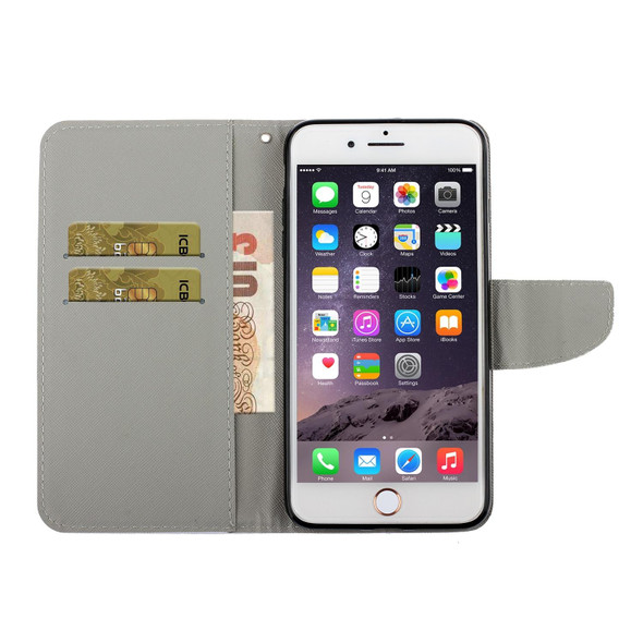 Coloured Drawing Pattern Horizontal Flip PU Leatherette Case with Holder & Card Slots & Wallet & Lanyard - iPhone 6 Plus & 6s Plus(Tape)