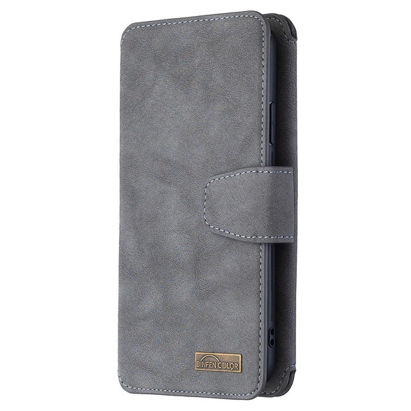 Detachable Frosted Magnetic Horizontal Flip Leatherette Case with Card Slots & Holder & Zipper Wallet & Photo Frame - iPhone 12 mini(Grey)