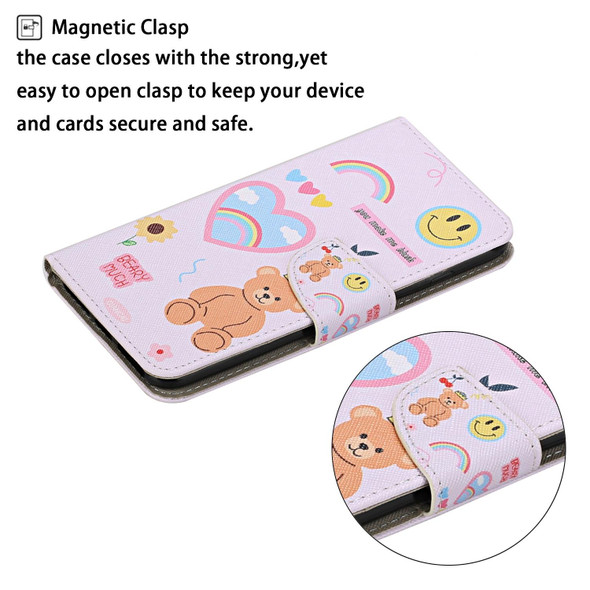 Colored Drawing Pattern Horizontal Flip Leatherette Case with Holder & Card Slots & Wallet - iPhone 12 / 12 Pro(Smiley Bear)