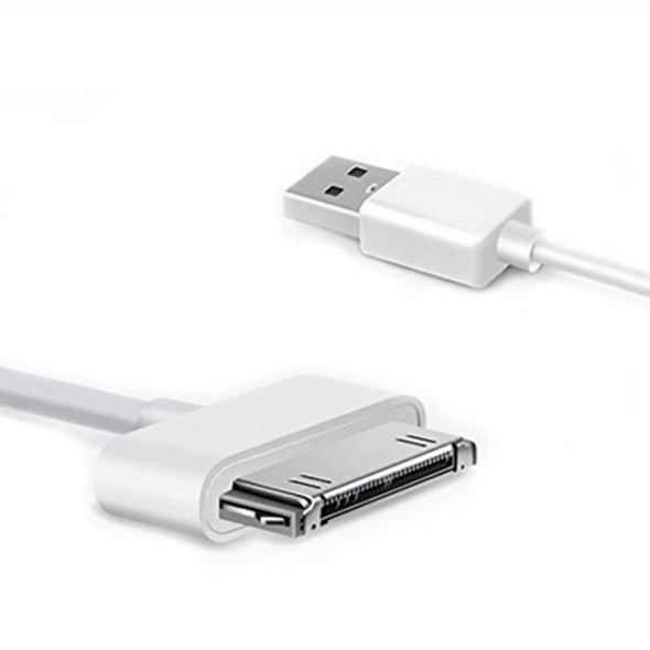 30 Pin Male to USB Male Charging & Data Sync Cable for iPad / 2 / 3, iPhone 4 & 4s, iPod Nano, iPod Touch, Length: 1m(White)