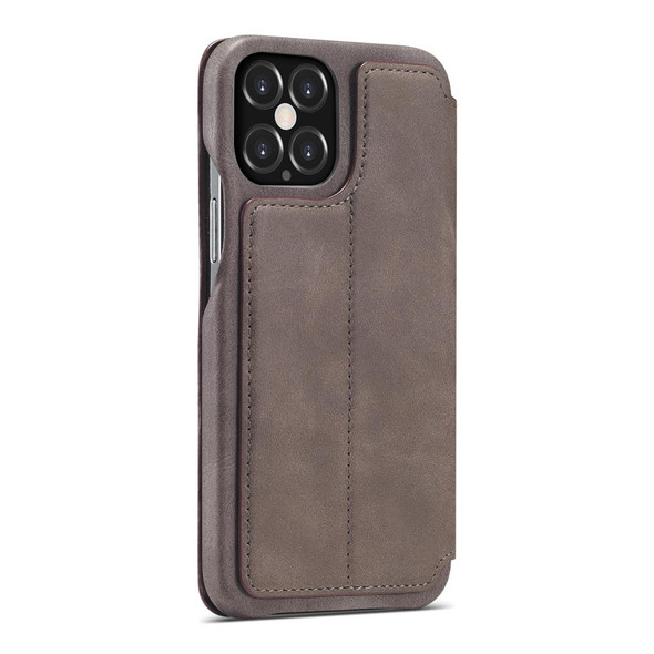 iPhone 12 / 12 Pro LC.IMEEKE Hon Ancient Series Horizontal Flip Leather Case with Holder & Card Slot(Coffee)