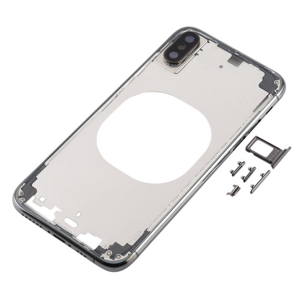 Transparent Back Cover with Camera Lens & SIM Card Tray & Side Keys for iPhone XS(Black)