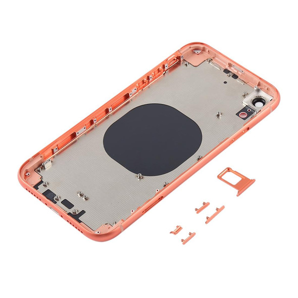 Back Housing Cover with Camera Lens & SIM Card Tray & Side Keys for iPhone XR(Coral)