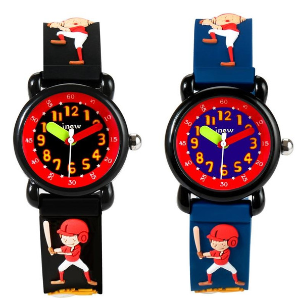 JNEW A335-86131 Children Cartoon 3D Baseball Boy Silicone Strap Waterproof Quartz Watch(Blue)