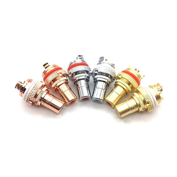 4 PCS / 2 Pairs CMC Copper RCA Female Audio Power Amplifier AV Audio Lotus Socket Terminal(Rhodium Plated)