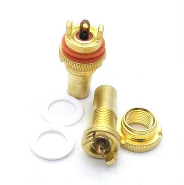 4 PCS / 2 Pairs CMC Copper RCA Female Audio Power Amplifier AV Audio Lotus Socket Terminal(Sand Gold Plated)