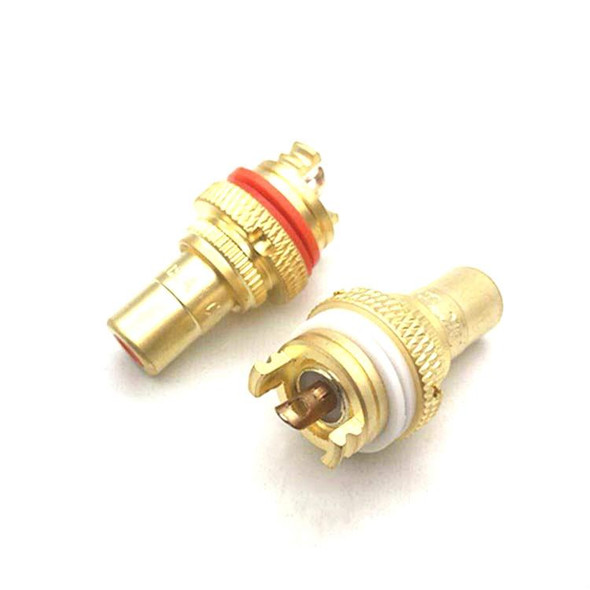 4 PCS / 2 Pairs CMC Copper RCA Female Audio Power Amplifier AV Audio Lotus Socket Terminal(Sand Gold Plated)