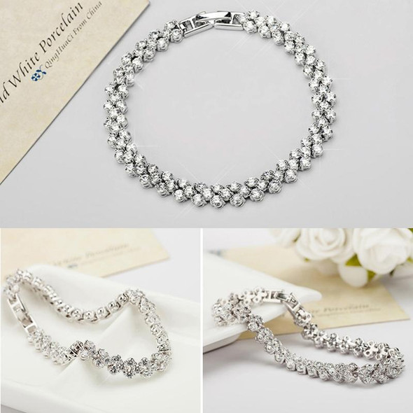 17cm Fashion Zircon Encrusted Roman Bracelets Platinum-plated Bracelet Jewelry