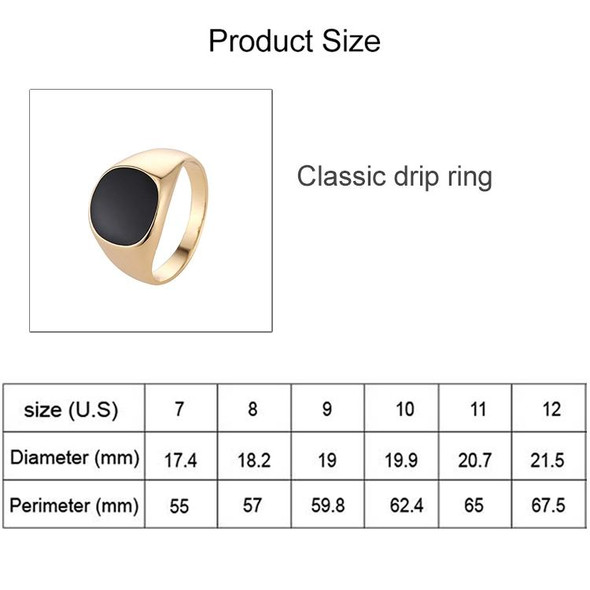 Europe and America Men Classic Alloy High Polished Drip Oil Style Ring, Size: 10, Diameter: 19.9mm, Perimeter: 62.4mm