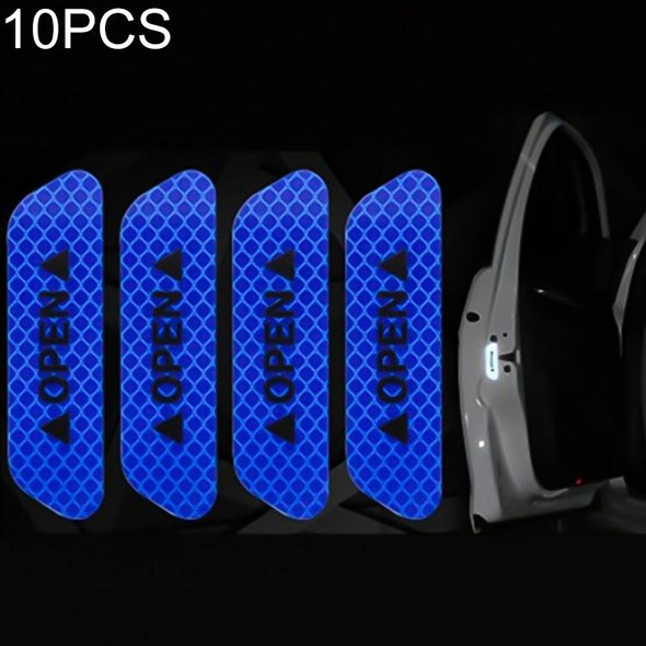 10 PCS OPEN Reflective Tape Warning Mark Bicycle Accessories Car Door Stickers(Blue)