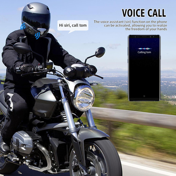 CS-1412D1 Bluetooth 5.1 S2 Motorcycle Helmet Full Duplex Bluetooth Intercom Headset Earphone(Black)