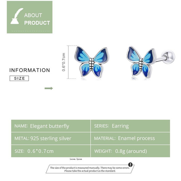 S925 Sterling Silver Butterfly Ear Studs Women Earrings