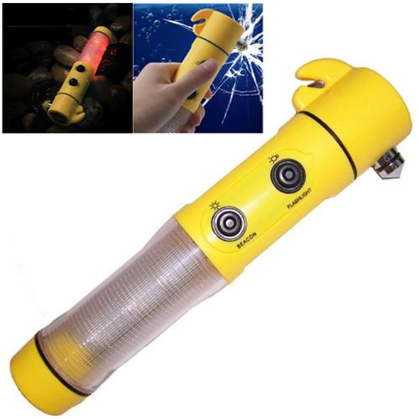 4 in 1 Multi Function Flashlight Alarm Emergency Hammer LED Flash Light - Auto-used(Yellow)