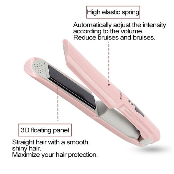 Wireless Mini USB Rechargeable Hair Straightener Hair Curler Double Purpose Hair Splint(Pink)