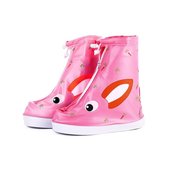 2 Pairs 905-A Children Rainy Day Cartoon Pattern Waterproof Shoe Cover(Pink Rabbit XL)