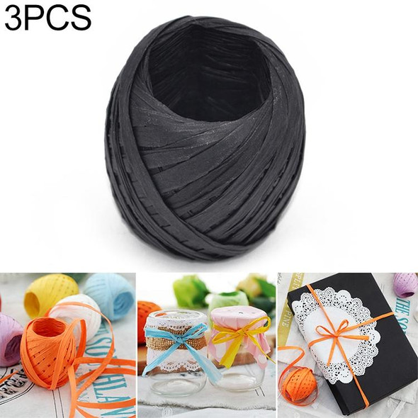 3 PCS 20M Paper Rope Raffia Ribbon Natural Lace Rope Gift Box Wrapping DIY Decoration(Gray)