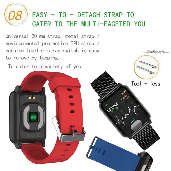 E04 1.3 inches IPS Color Screen Smart Watch IP67 Waterproof, Metal Watchband, Support Call Reminder / Heart Rate Monitoring / Blood Pressure Monitoring / Remote Care / Multiple Sport Modes (Black)
