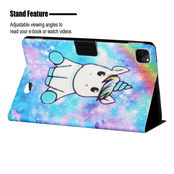 Colored Drawing Horizontal Flip Leatherette Tablet Case with Holder & Card Slots & Sleep / Wake-up Function - iPad Pro 11 inch (2020) / (2018) / iPad Air 4 10.9 inch (2020)(Unicorn)