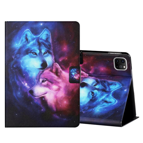 Colored Drawing Horizontal Flip Leatherette Tablet Case with Holder & Card Slots & Sleep / Wake-up Function - iPad Pro 11 inch (2020) / (2018) / iPad Air 4 10.9 inch (2020)(Wolf)
