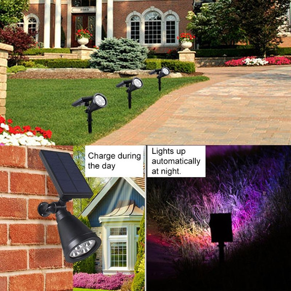 4 LEDs Solar Powered Lawn Spotlight IP65 Waterproof Outdoor Garden Landscape Lamp (Colorful Light)
